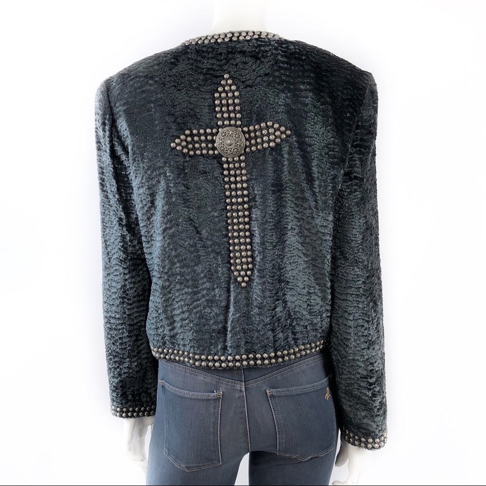 Double D Ranch Wear Velvet Studded Cross Jacket Western Cowgirl Blazer